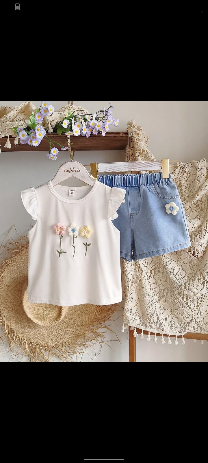 طقم بناتي شي ان قطعتين ورد